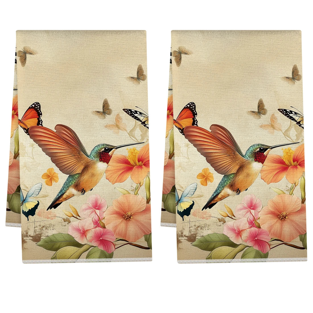 torchons cuisine imprimés marguerites hello sunshine serviettes polyestère blanc vert décoration champêtre 60x40cm