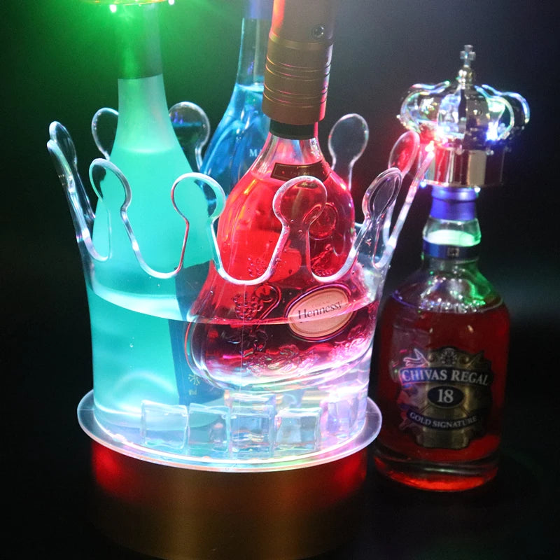 cuve glace transparente opacité légère moderne cuve bouteilles champagne glaçons rechargeable led blanc lumière