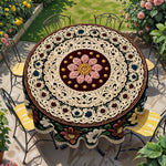 nappe fleur broderie traditionnelle imperméable lavable extérieur mariage fête rectangle round
