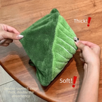 serviette main feuille stylisée polyester polyamide ruban vert veines blanches bordure rose moderne cuisine