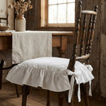 housse chaise rustique motif volants coton polyester beige blanc fixations rubans