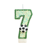 bougies numériques forme chiffres paillettes dorées football vert blanc or festive decoration anniversaire sportive