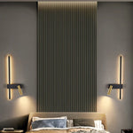 lampe murale led moderne minimaliste noir doré fixée mur interrupteur câble 2000lm chambre salle