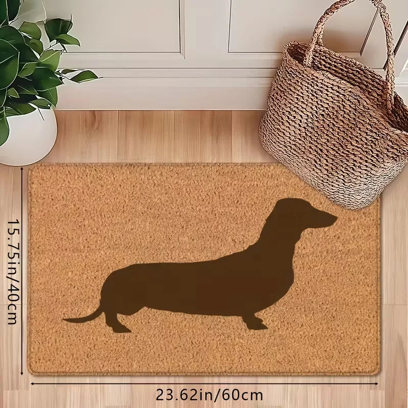 tapis sol marron chien silhouette moderne antidérapant polyester 40x60cm 50x80cm