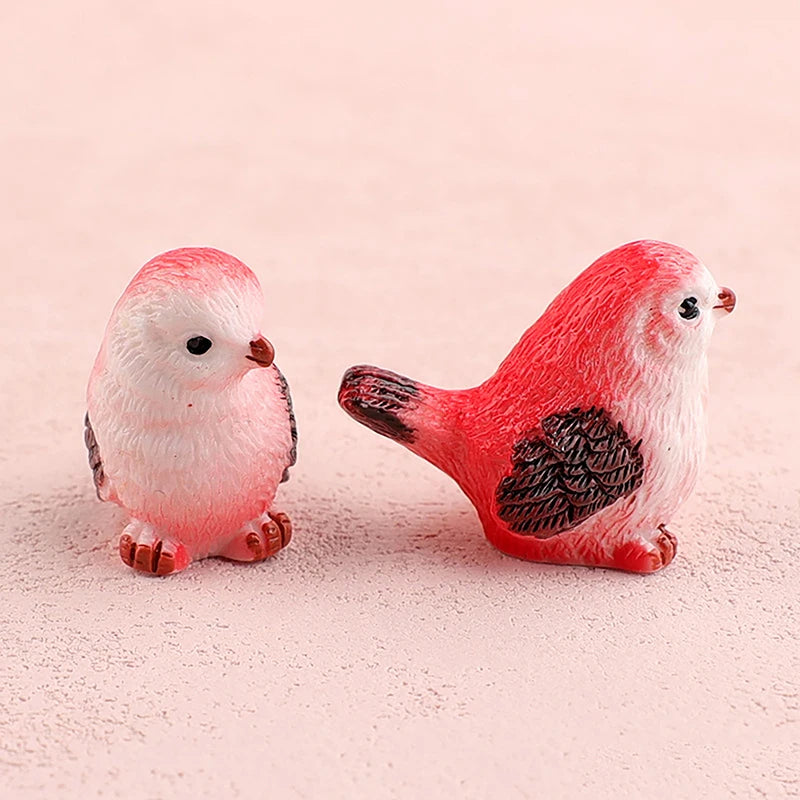 statue oiseau cartoon mignon résine peluche brillante couleurs variées blanc rose verte bleue jaune