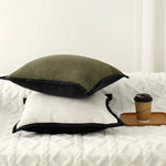 taies d'oreiller moderne beige noir tissu respectueux environnement pièces