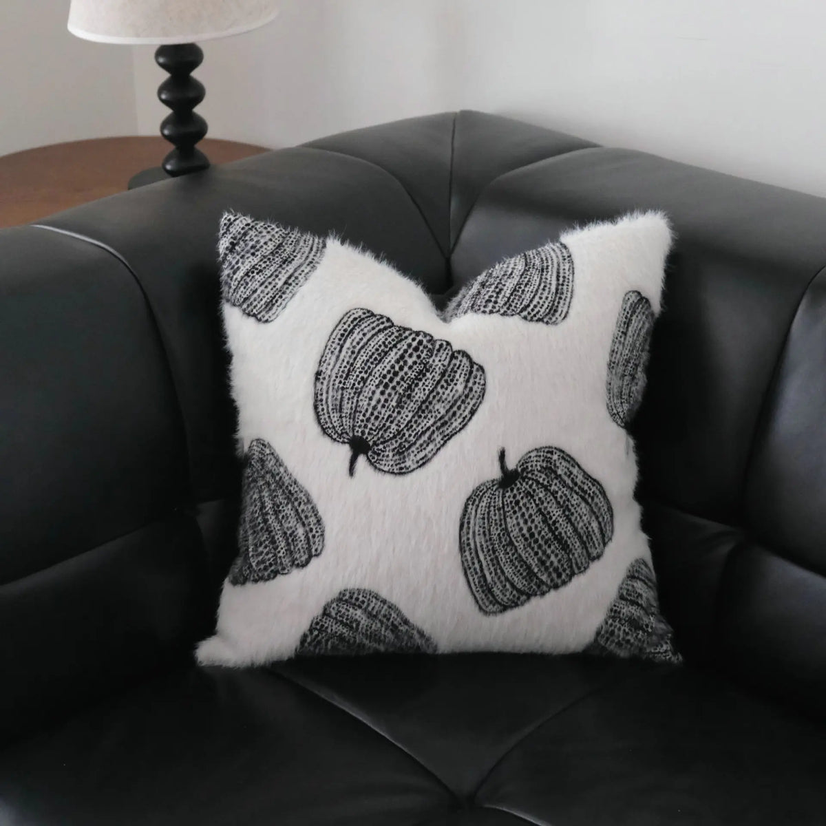 coussin brodé pommes noir blanc housses d'oreiller polyester moderne décoration intérieure 45x45cm 30x50cm voiture
