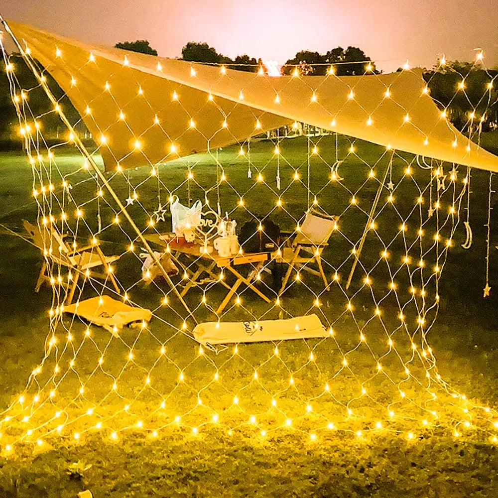 filet lumineux led blanc chaud noel moderne clips câbles decoration extérieure hautement lumineux