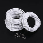 rideaux modernes kit cordon polyester crochets chevilles blanc argenté minimaliste