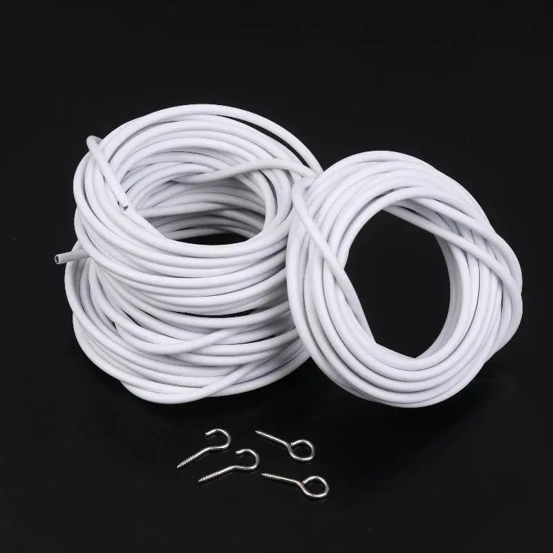 rideaux modernes kit cordon polyester crochets chevilles blanc argenté minimaliste