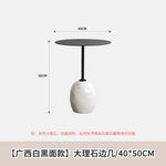 table d'appoint moderne marbre blanc veines grises pied central salon chambre