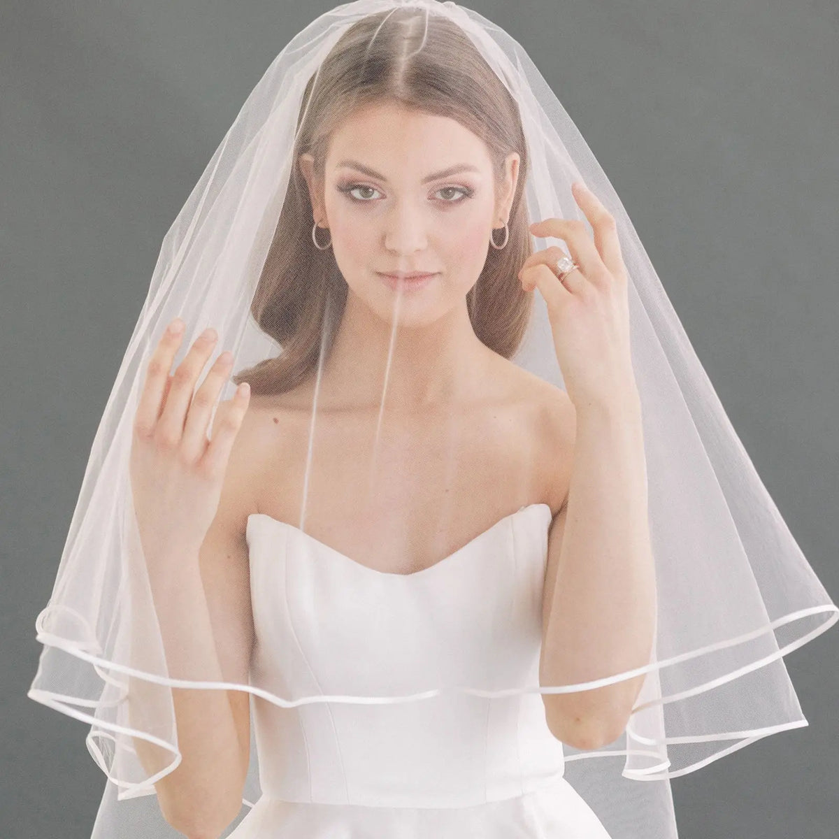 voile mariée blanc deux couches bord ruban classique soirée mariage translucent