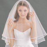 voile mariée blanc deux couches bord ruban classique soirée mariage translucent