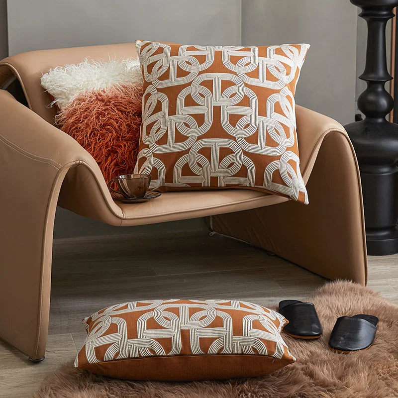 coussins décoratifs géométriques orange blanc modernes maison voiture 50x50cm 45x45cm 30x50cm