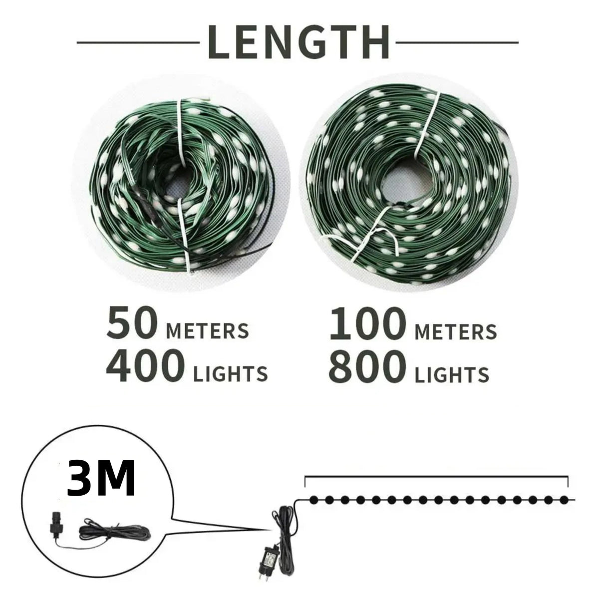 ruban led vert blanc étoiles dorées moderne 100m 800leds télécommande imperméable ip54