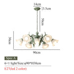 lampe suspendue moderne fleurs vert blanc abat jour verre dépoli led salon chambre