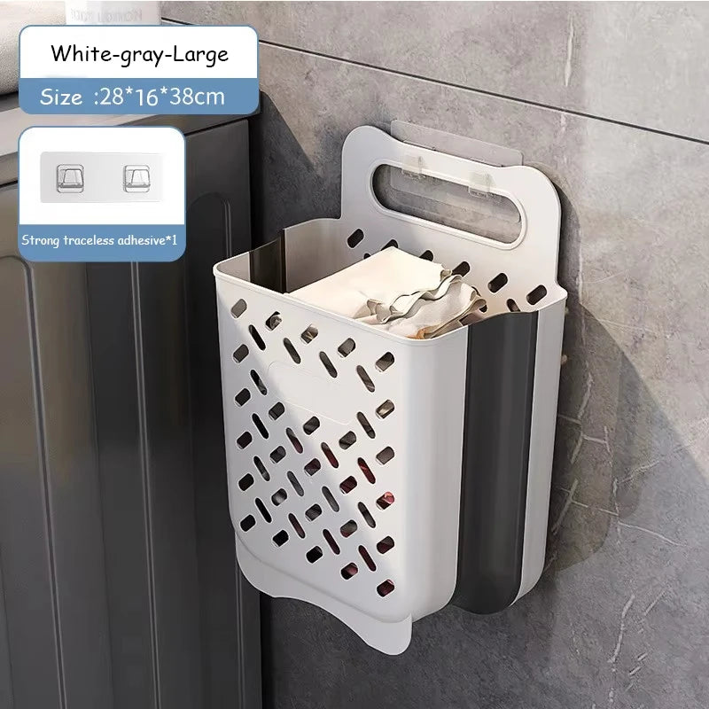 panier linge blanc marron perforé pliable moderne fixé mur multifonctionnel