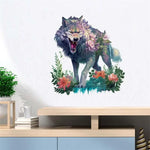 autocollant mural loup aquarelle décoration chambre enfant salon sticker animal décoratif mural artistique