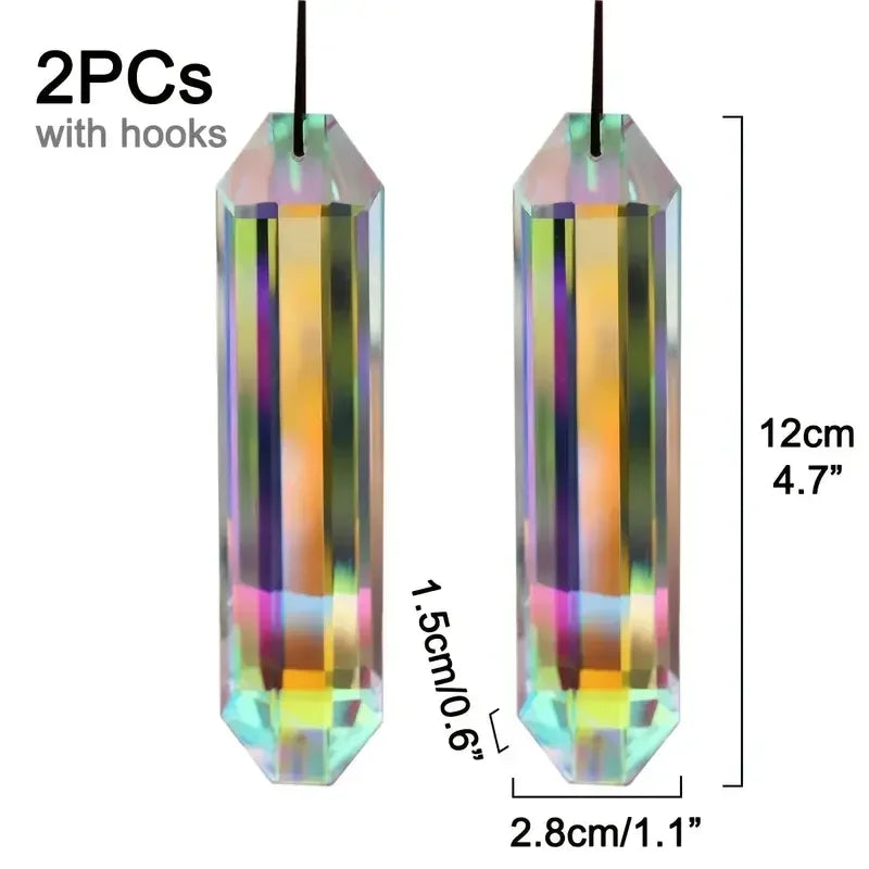 pendentif multicolore prismatique transparent cristal ornements suspendus jardin décoration facettée lumineuse deux pièces