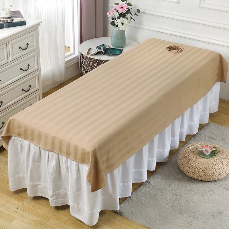 drap massage rayures horizontales blanc rose bleu gris marron moderne coton polyester adultes lit
