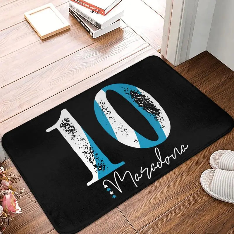 tapis noir bleu blanc maradona signature numéro moderne extérieur antidérapant imperméable sol porte