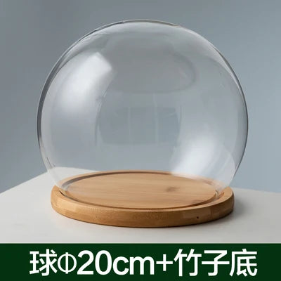 boule verre transparent socle bois décoration d'intérieur moderne objet d'exposition moderne