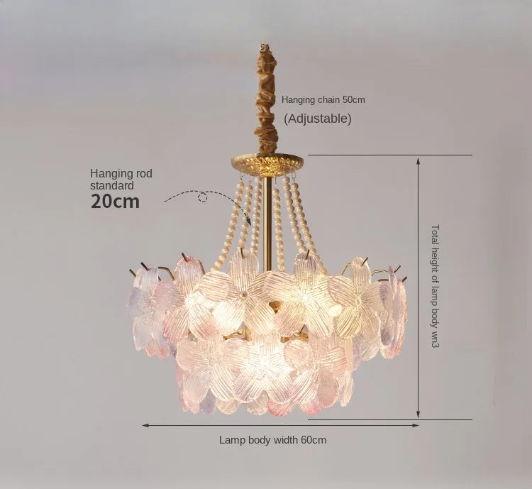 lampe suspendue classique rose fleurs chaîne ajustable blanc doré vintage chambre salon