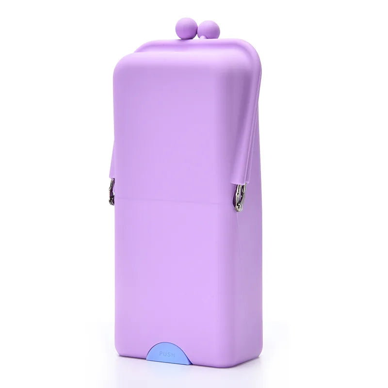 boîte maquillage silicone reutilisable pinceaux maquillage portable moderne opacité bleu clair violet rose beige