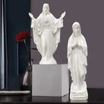 statue vierge marie résine blanche draperies rosier cœur décoration religieuse classique maison
