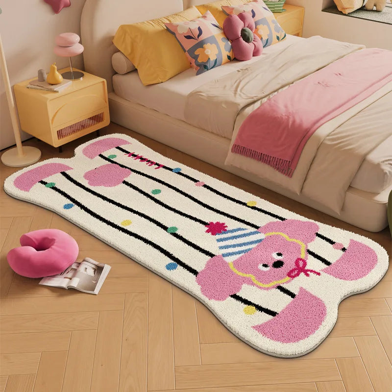 tapis dessin animé animaux mignons imitation cachemire polyestère antidérapant résistant décoloration intérieurextérieur