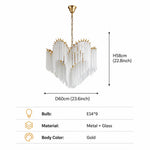 Suspension lumineuse moderne verre froissé blanc doré interrupteur tactile 120cm