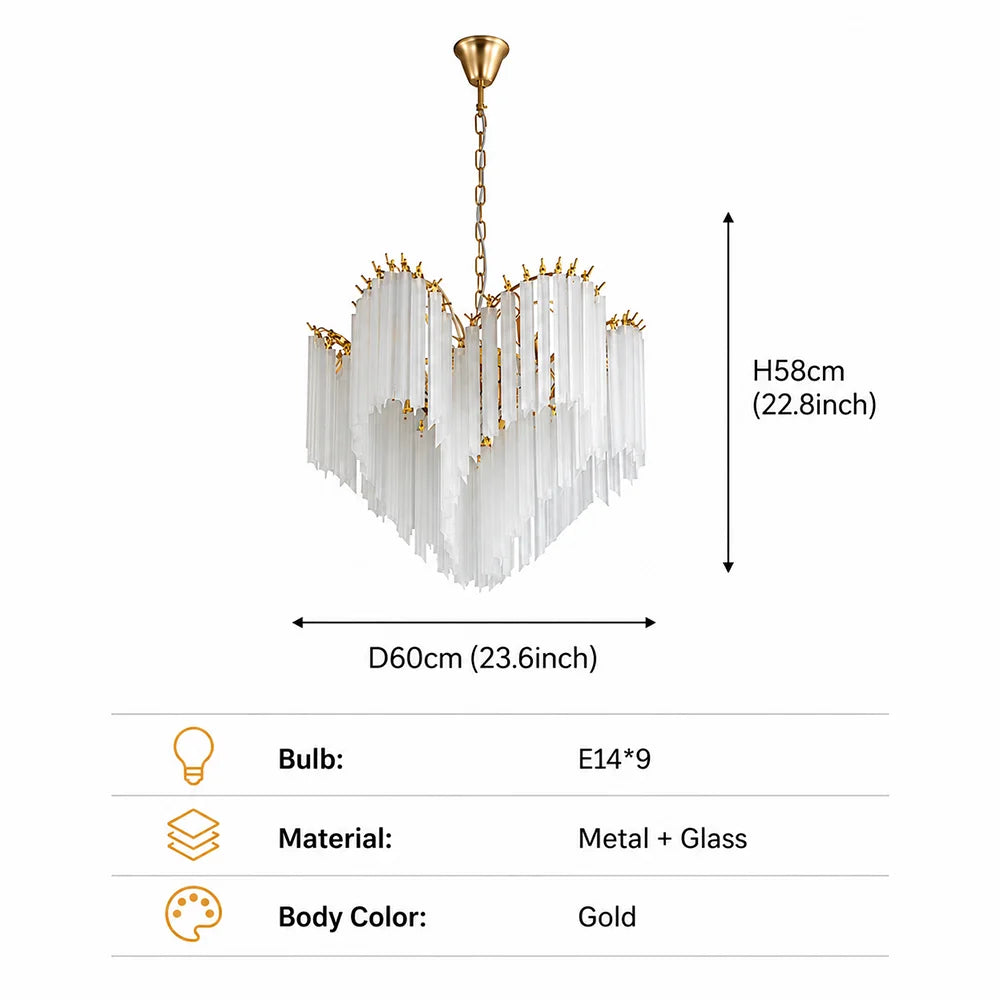 Suspension lumineuse moderne verre froissé blanc doré interrupteur tactile 120cm