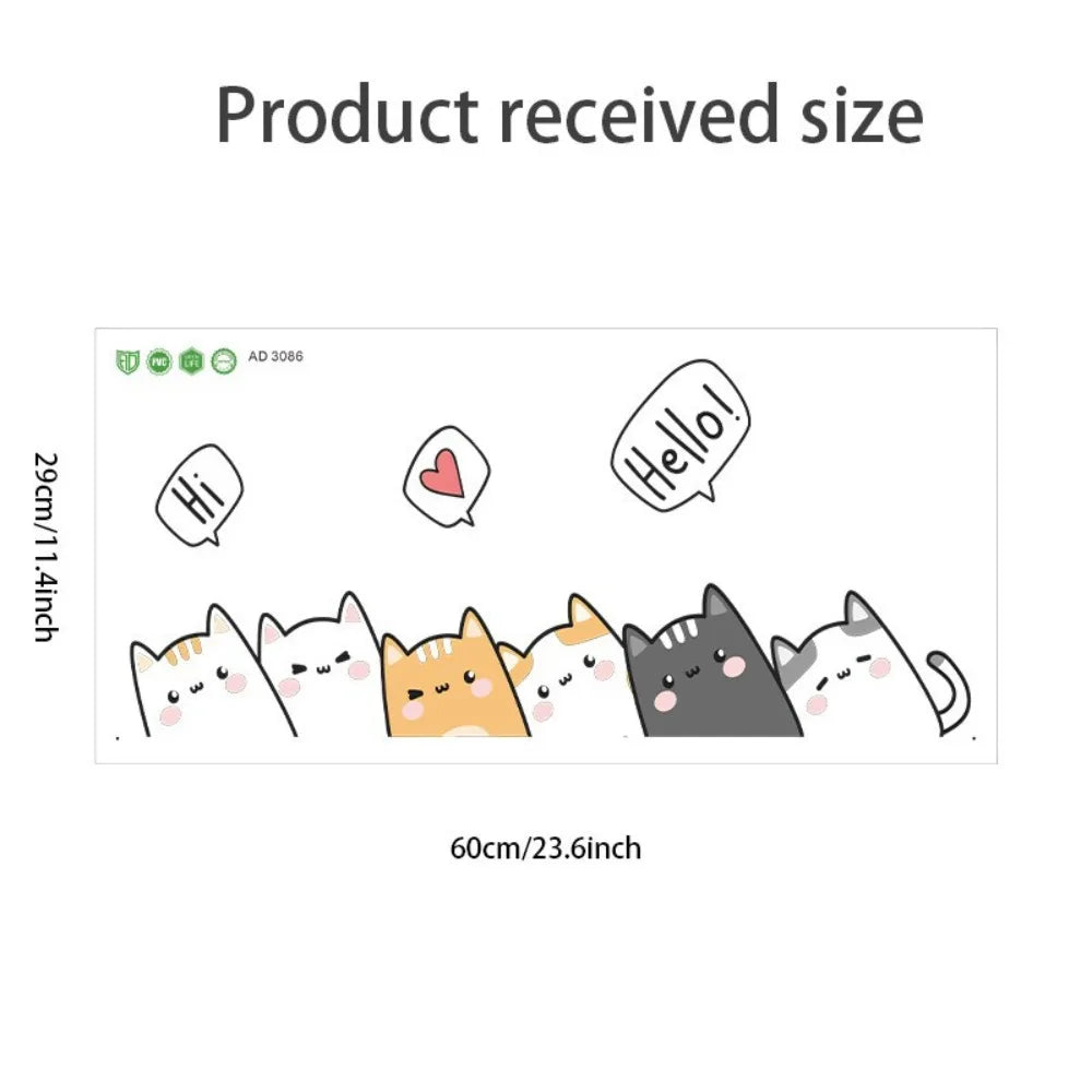 sticker mural cartoon chats mignons bulles dialogue blanc gris orange