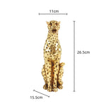 statue décorative léopard or taches texturée résine animalier maison festivescrição
