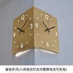 horloge murale double face moderne carrée aiguille numérique éclairée minimaliste