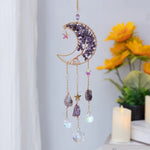 décoration murale croissant lune semi précieuses feuilles dorées boho chic chambre