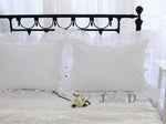 taie d'oreiller coton blanc vintage volants dentelle lit mariage chic