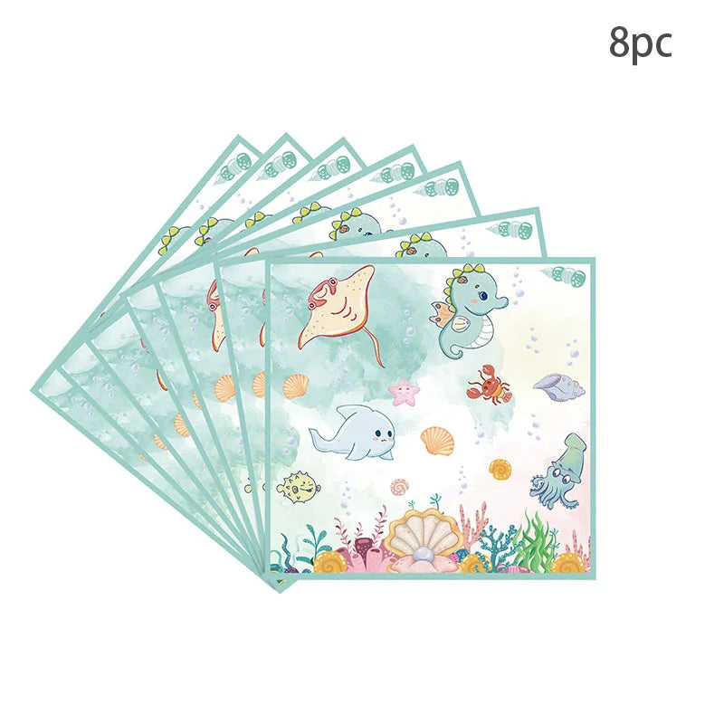 décorations sous marines animaux marins coraux poissons hippocampes bleu vert rouge jaune violet