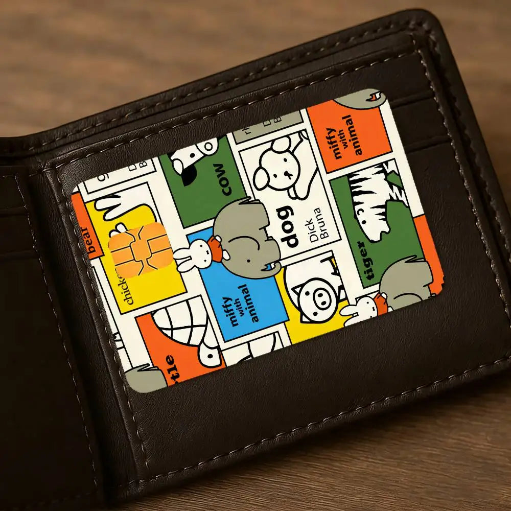 autocollants protection carte bancaire dessins animés miffy waterproof résistance griffures pièces adhésif cartoon enfants