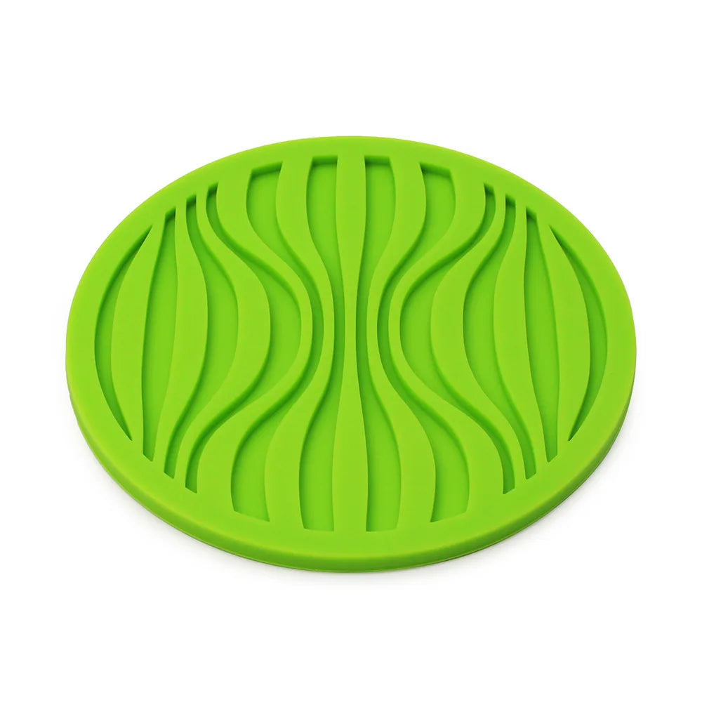 sous verres ronds silicone noir bleu vert marron rouge rayures ondulées moderne respectueux environnement