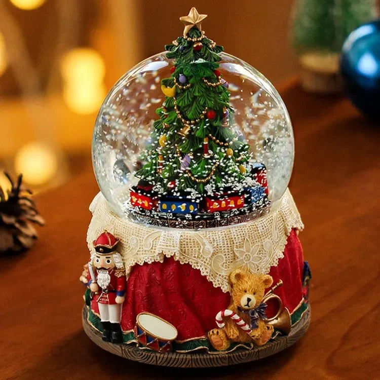 Boule de cristal flocon de neige arbre de Noël avec boîte à tons - Décoration créative de vacances