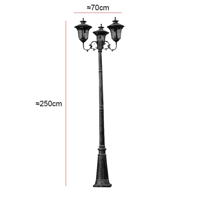 lampadaire vintage noir or classique orné extérieur moderne led ip65 aluminium