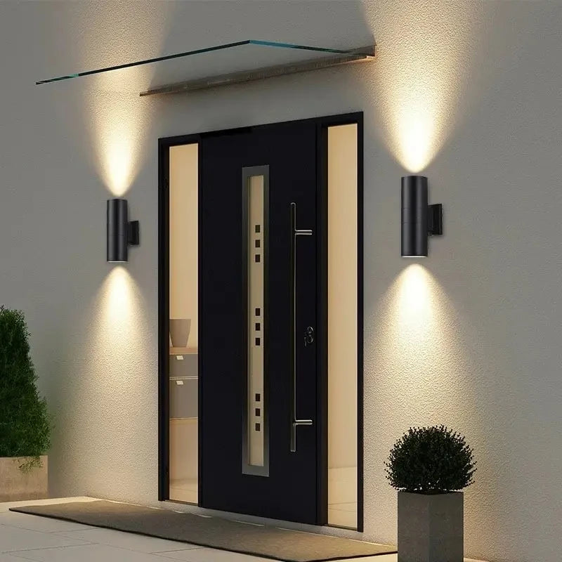 applique murale extérieure moderne noire double tête led étanche aluminium jardin salon intérieur