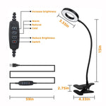 lampe clipable led anneau lumineux noir argenté moderne télécommande usb adjustable