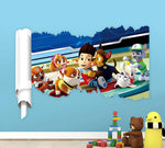 sticker mural 3d pat'patrouille multicolore enfants chambre salon décoration effets 3d adhésif chambre fête