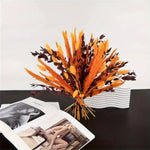 bouquet artificiel plumes orange feuilles marron boho décoration maison anniversaire mariage