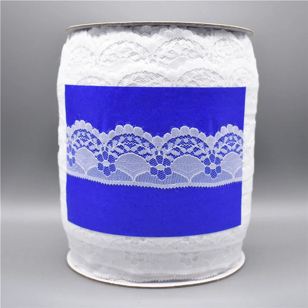 ruban dentelle motif floral blanc large 40mm occasion mariage qualité supérieure 300 yards rouleau