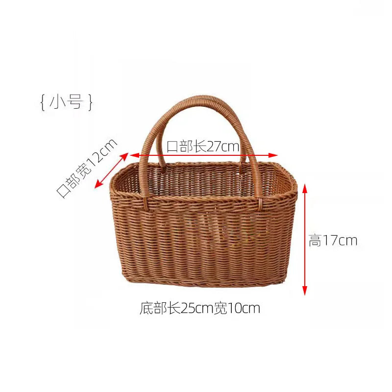 panier tressé marron clair réutilisable poignées traditionnel fruits légumes médicaments cosmétiques rangement extérieur moderne