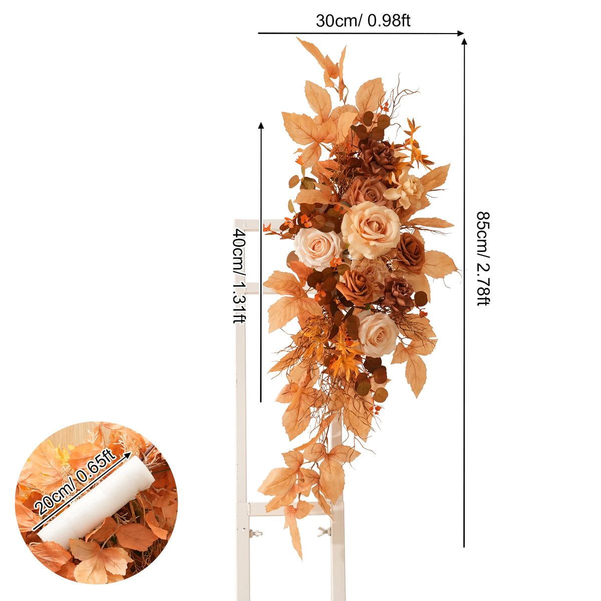 arche décorative mariage anniversaire fleurs artificielles feuilles épis maïs tissu translucide classique romantique