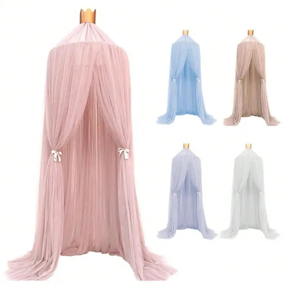 rideau lit bébé rose étoiles blancs tulle décoratif quatre saisons